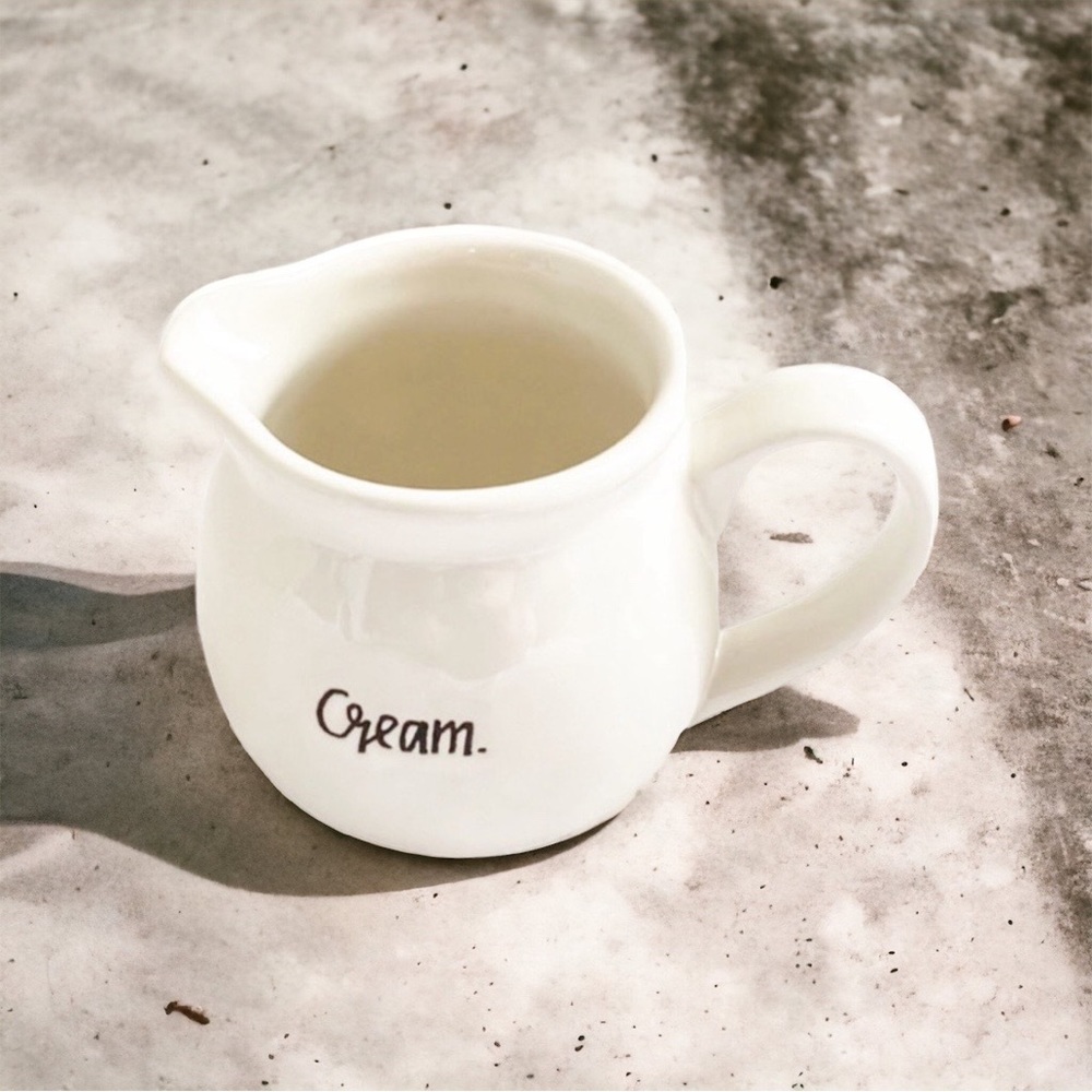 Rae Dunn White Ceramic Black Script Cream Creamer